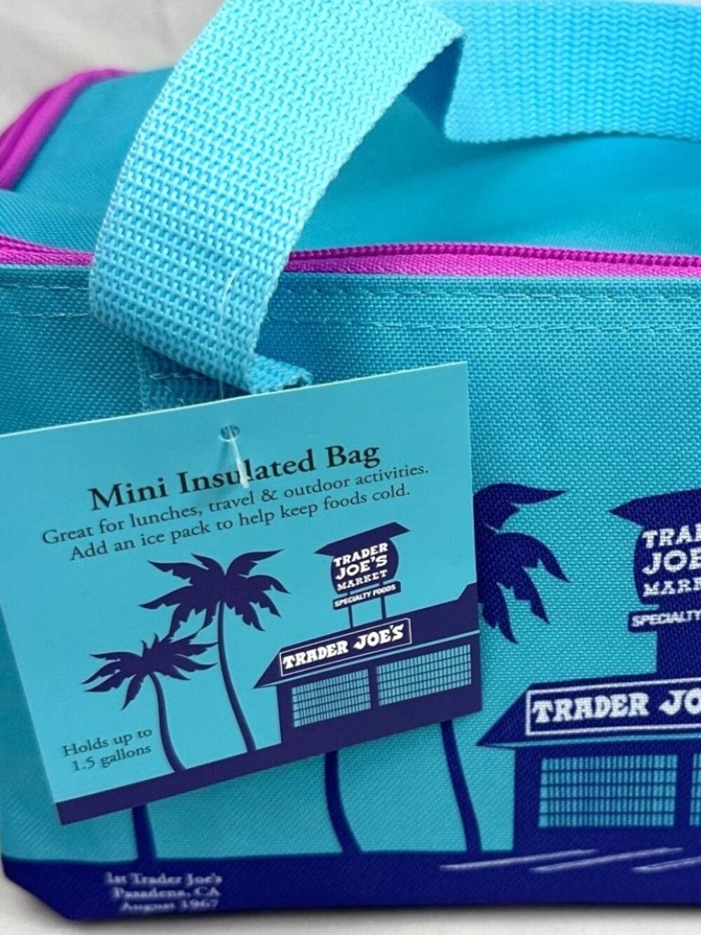 NWT Trader Joe's Insulated Mini Tote Cooler Limited Ed 2026 Blue, Pastel Purple - Picture 5 of 6